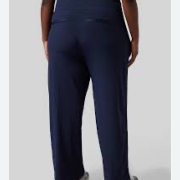 Athleta Women's Navy with Black Stripe Pants size L‎ - Picture 1 of 9
